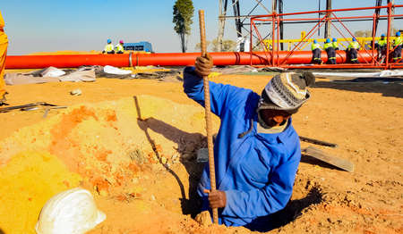 Johannesburg, South Africa - June 08 2010: Construction worker on a building site