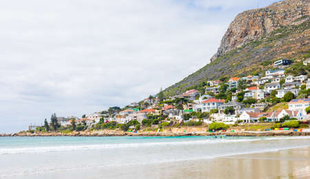 Cape Town, South Africa - March 13 2019: Fish Hoek beach on a cloudy Autumn dayのeditorial素材