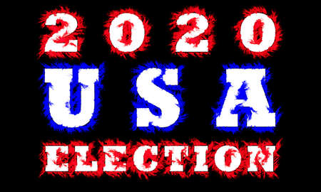 Red and Blue flames effect of 2020 USA Election text on a black background