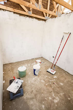 Soweto, South Africa - September 10, 2011: Interior rooms while building and painting a small low cost house in Sowetoのeditorial素材