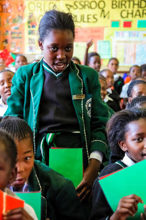 Soweto, South Africa - October 26 2011: African Children in Primary School Classroom