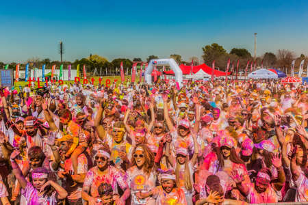 Johanneburg, South Africa,  05/21/2017, Young people having fun at The Color Run 5km Marathon,...