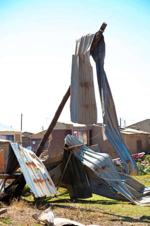 Johannesburg, South Africa - October 04 2011: Tornado Damaged Homes in a small South Africa Township