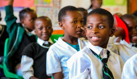 Soweto, South Africa - October 26 2011: African Children in Primary School Classroomのeditorial素材