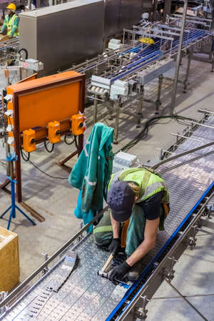 Johannesburg, South Africa - July 11, 2017: South African Breweries bottling plant undergoing an upgrade to its assembly lineのeditorial素材