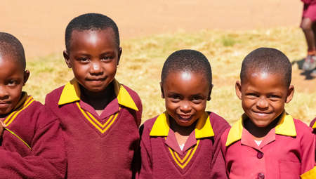 Polokwane, South Africa - April 28 2009: African Primary School Children on their lunch break