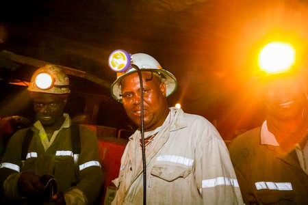 Johannesburg, South Africa - August 11 2008: Underground Platinum Palladium Mining and Machinery