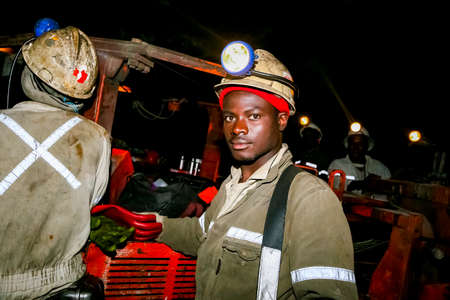 Johannesburg, South Africa - August 11 2008: Underground Platinum Palladium Mining and Machinery