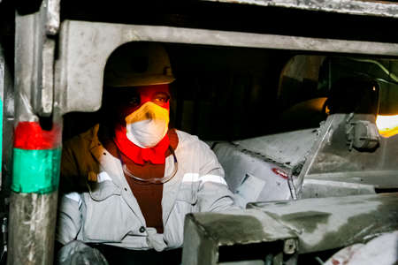 Johannesburg, South Africa - August 11 2008: Underground Platinum Palladium Mining and Machinery