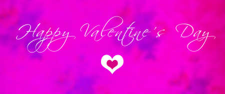 Happy Valentineâs Day Script over Pink and Purple Floral Pattern on a textured wallの写真素材