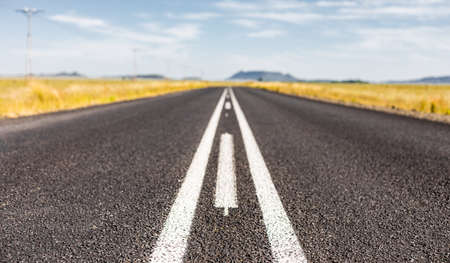 View of an empty country highway road in South African Farmland regionの写真素材