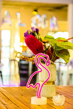 flower table arrangement at corporate party event or gala dinnerの写真素材