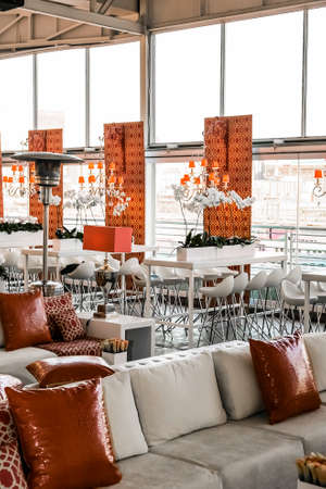 Johannesburg, South Africa - July 22, 2014: Interior of Modern Corporate Events venue for parties or gala dinnerのeditorial素材