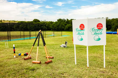 Johannesburg, South Africa - November 25, 2012: French Boules and Croquet outside at a kids fun parkのeditorial素材