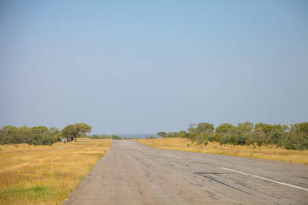 Small bush airport and runway on a private game reserve in South Africa. Safari landing stripの写真素材