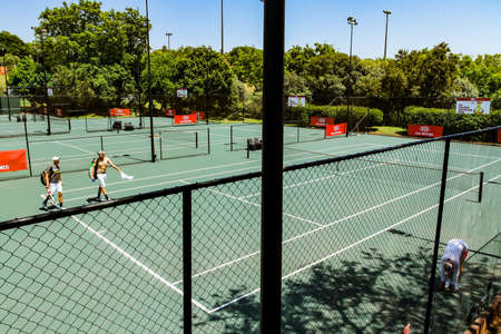 Johannesburg, South Africa - November 10, 2012: Outdoor amateur tennis courts on a sunny dayのeditorial素材