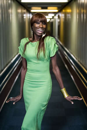 Johannesburg, South Africa - February 17, 2014: African artist Liz Ogumbo from Kenya posing for a photoのeditorial素材