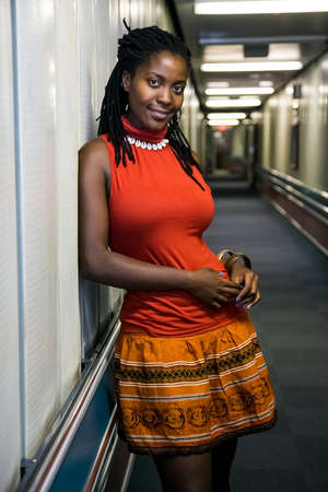 Johannesburg, South Africa - February 17, 2014: African Artist Nancy G from Swaziland posing for a...