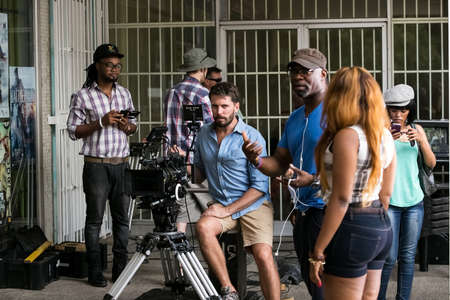 Johannesburg, South Africa - February 18, 2014: Behind the scenes set on location with a collaboration of African Artists to record Cocoa na Chocolate Music Videoのeditorial素材