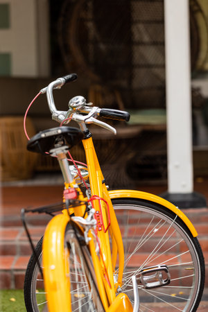 Cape Town, South Africa - December 14, 2020: Bicycle parked outside of Life Grand Cafe restaurant at the VA Waterfrontのeditorial素材