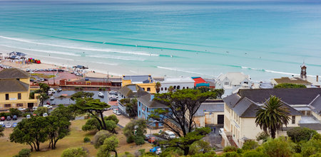Cape Town, South Africa - March 10, 2021: Elevated view of Muizenberg in False Bay, South Africaのeditorial素材
