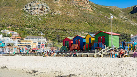 Cape Town, South Africa - March 23, 2021: Surfers Corner beach in small coastal town of Muizenbergのeditorial素材