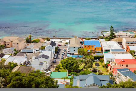 Cape Town, South Africa - March 10, 2021: Elevated view of St James in False Bay, South Africaのeditorial素材