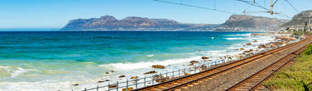 Cape Town, South Africa - March 23, 2021: Panoramic view of tide pool in small coastal town of St Jamesのeditorial素材