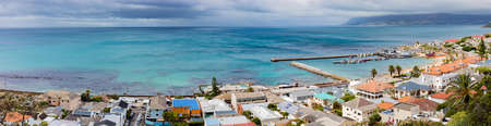 Cape Town, South Africa - March 10, 2021: Panoramic Elevated view of Kalk Bay Harbour in False Bay Cape Townのeditorial素材
