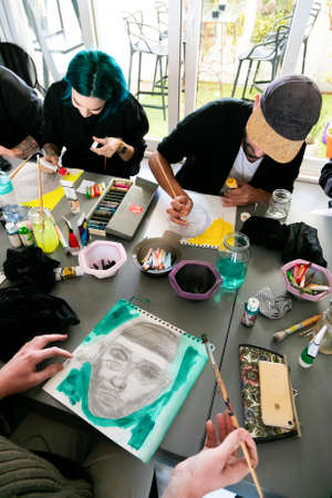 Cape Town, South Africa - April 19, 2021: Team Building workshop in art class