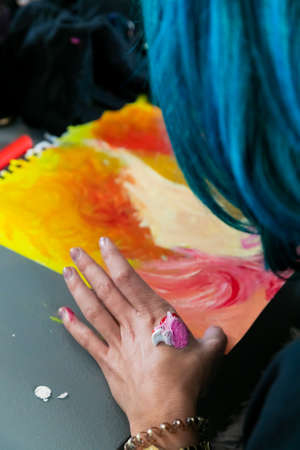 Cape Town, South Africa - April 19, 2021: Team Building workshop in art classのeditorial素材