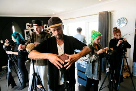 Cape Town, South Africa - April 19, 2021: Team Building workshop for hairdressers making clay...