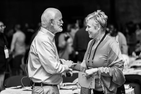 Johannesburg, South Africa - August 18, 2017: Delegates networking at a sales convention in large conference hallのeditorial素材
