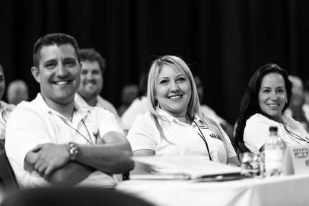 Johannesburg, South Africa - October 22, 2014: Delegates attending a sales convention in large conference hallのeditorial素材