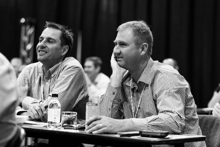 Johannesburg, South Africa - October 22, 2014: Delegates attending a sales convention in large conference hallのeditorial素材