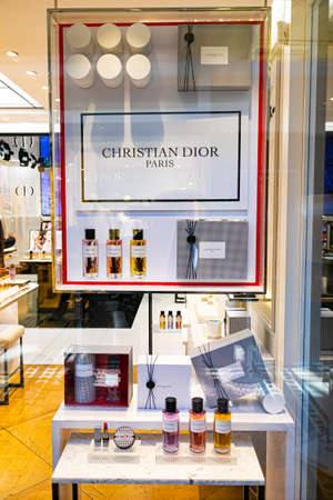 Cape Town, South Africa - March 15, 2022: Cosmetic products on display in Christian Dior retail storeのeditorial素材