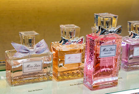 Cape Town, South Africa - March 15, 2022: Cosmetic products on display in Christian Dior retail storeのeditorial素材