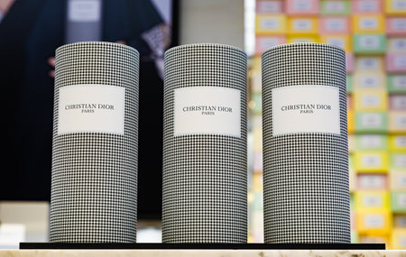 Cape Town, South Africa - March 15, 2022: Cosmetic products on display in Christian Dior retail storeのeditorial素材