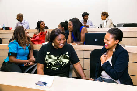 Johannesburg, South Africa - November 20, 2014: Diverse students attending a lecture in College Auditoriumのeditorial素材
