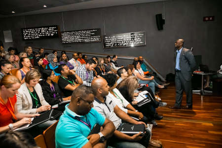 Johannesburg, South Africa - November 19, 2014: Diverse students attending a networking and...