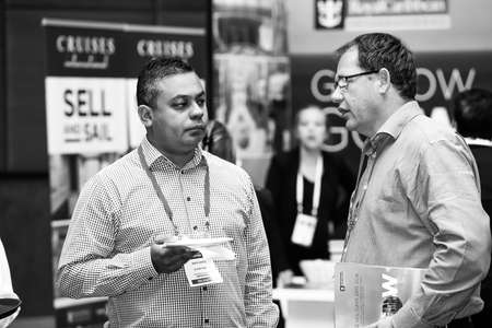 Johannesburg, South Africa - August 20, 2015: Delegates networking at a sales convention in large conference hallのeditorial素材