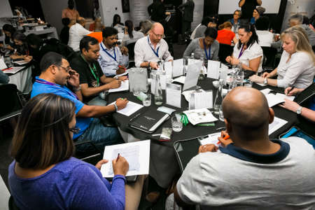 Johannesburg, South Africa - November 19, 2014: Diverse students attending a networking and leadership workshopのeditorial素材