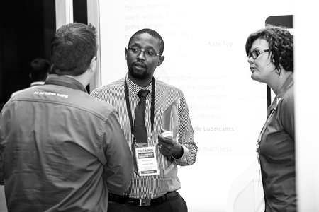 Johannesburg, South Africa - August 20, 2015: Delegates networking at a sales convention in large conference hallのeditorial素材