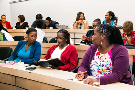 Johannesburg, South Africa - November 20, 2014: Diverse students attending a lecture in College Auditoriumのeditorial素材