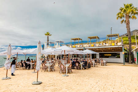 Cape Town, South Africa - May 12, 2022: Grand Africa Cafe and Beachfront bar and restaurantのeditorial素材
