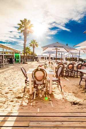 Cape Town, South Africa - May 12, 2022: Grand Africa Cafe and Beachfront bar and restaurantのeditorial素材