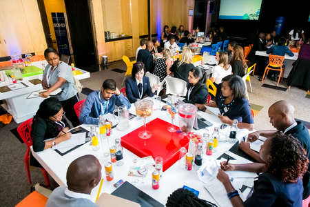 Johannesburg, South Africa - February 24, 2014: Diverse College students attending a business leadership workshopのeditorial素材
