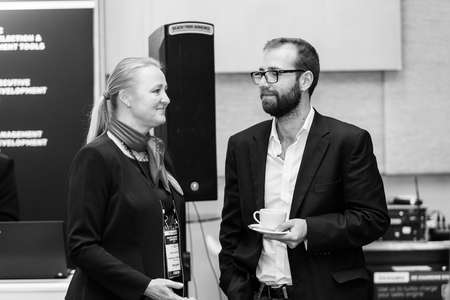 Johannesburg, South Africa - August 17, 2017: Delegates networking at a sales convention in large...