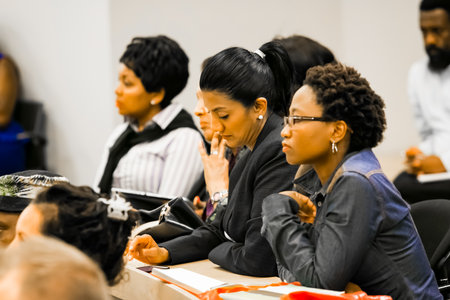 Johannesburg, South Africa - November 20, 2014: Diverse students attending a lecture in College...