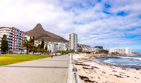 Cape Town, South Africa - May 12, 2022: View of Sea Point promenade on the Atlantic Seaboard of Cape Town South Africaのeditorial素材